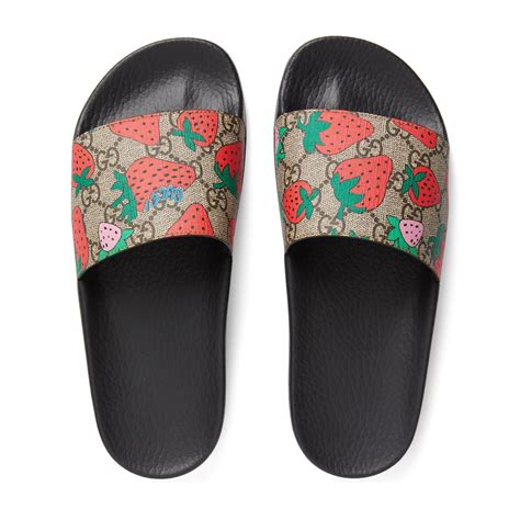 gucci original gg slide|Gucci slides with strawberry.